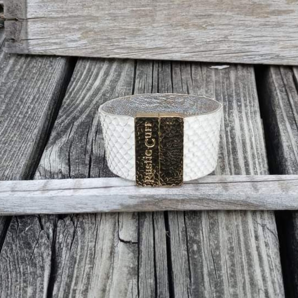 Rustic Cuff Vintage Attraction White Python With Gold Magnetic Closure - Picture 1 of 9